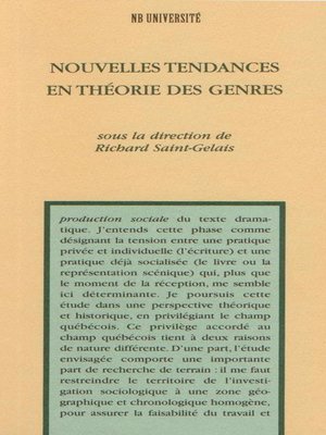 cover image of Nouvelles tendances en théorie des genres